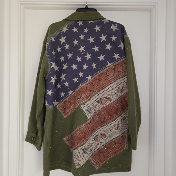 Free People Olive Green Star Patterned Jacket - Picture 5 of 7